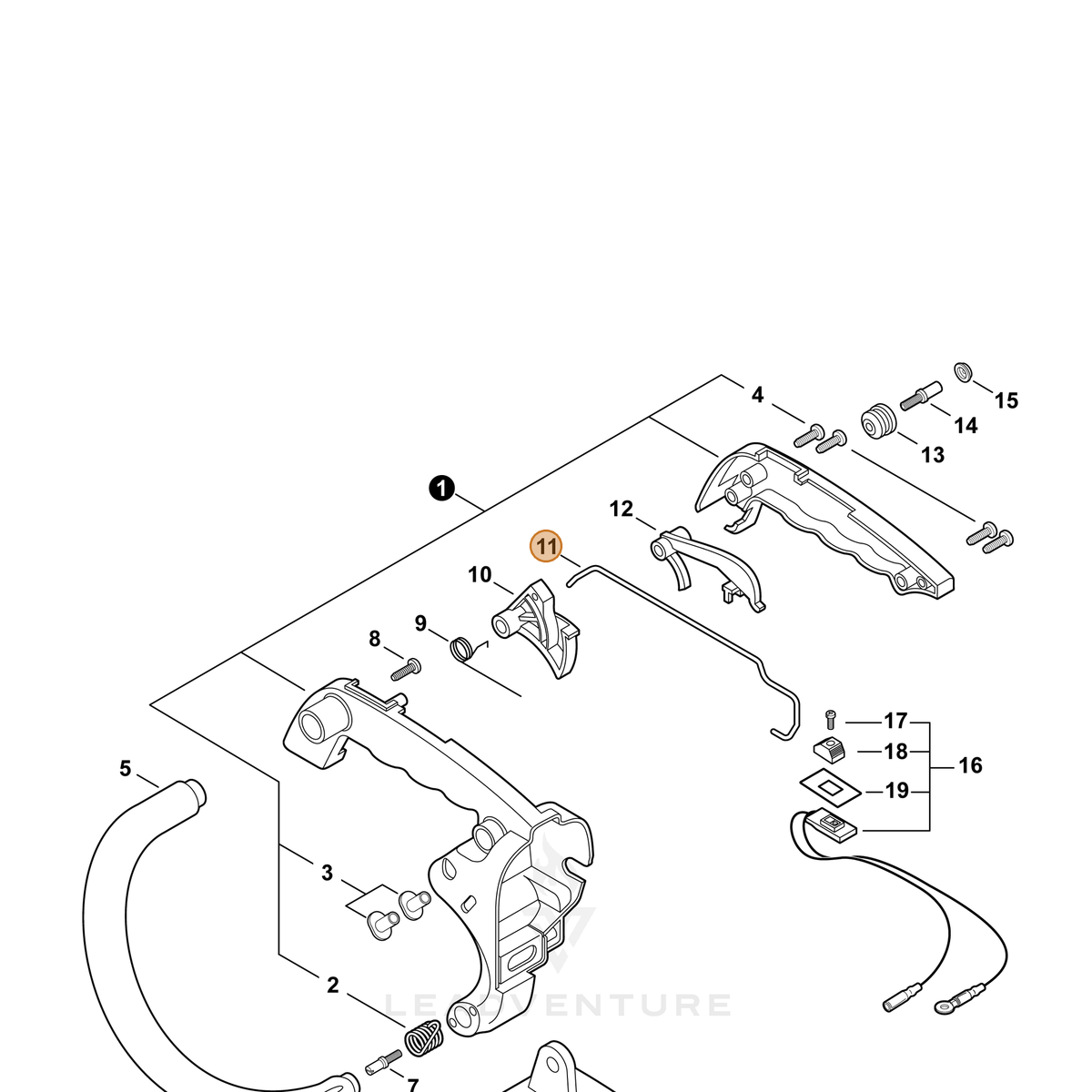 ECHO part C454000051 — IPL diagram snippet (6x zoom, amber highlight)
