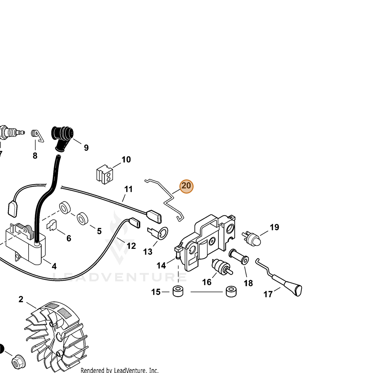 ECHO part C454000100 — IPL diagram snippet (6x zoom, amber highlight)
