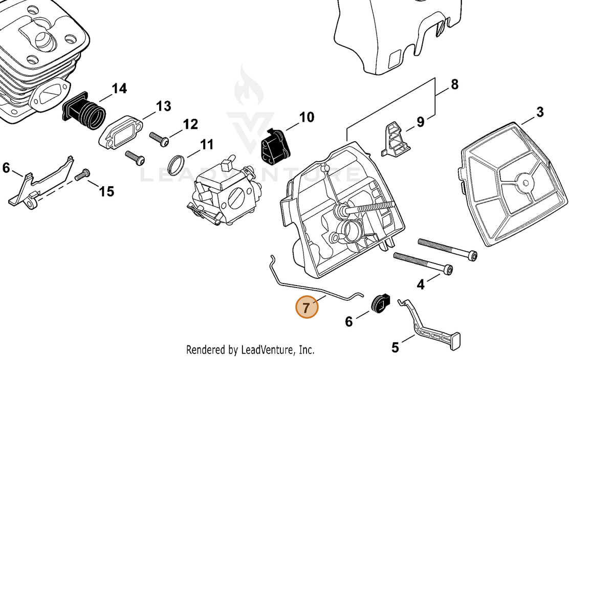 ECHO part C454000170 — IPL diagram snippet (6x zoom, amber highlight)