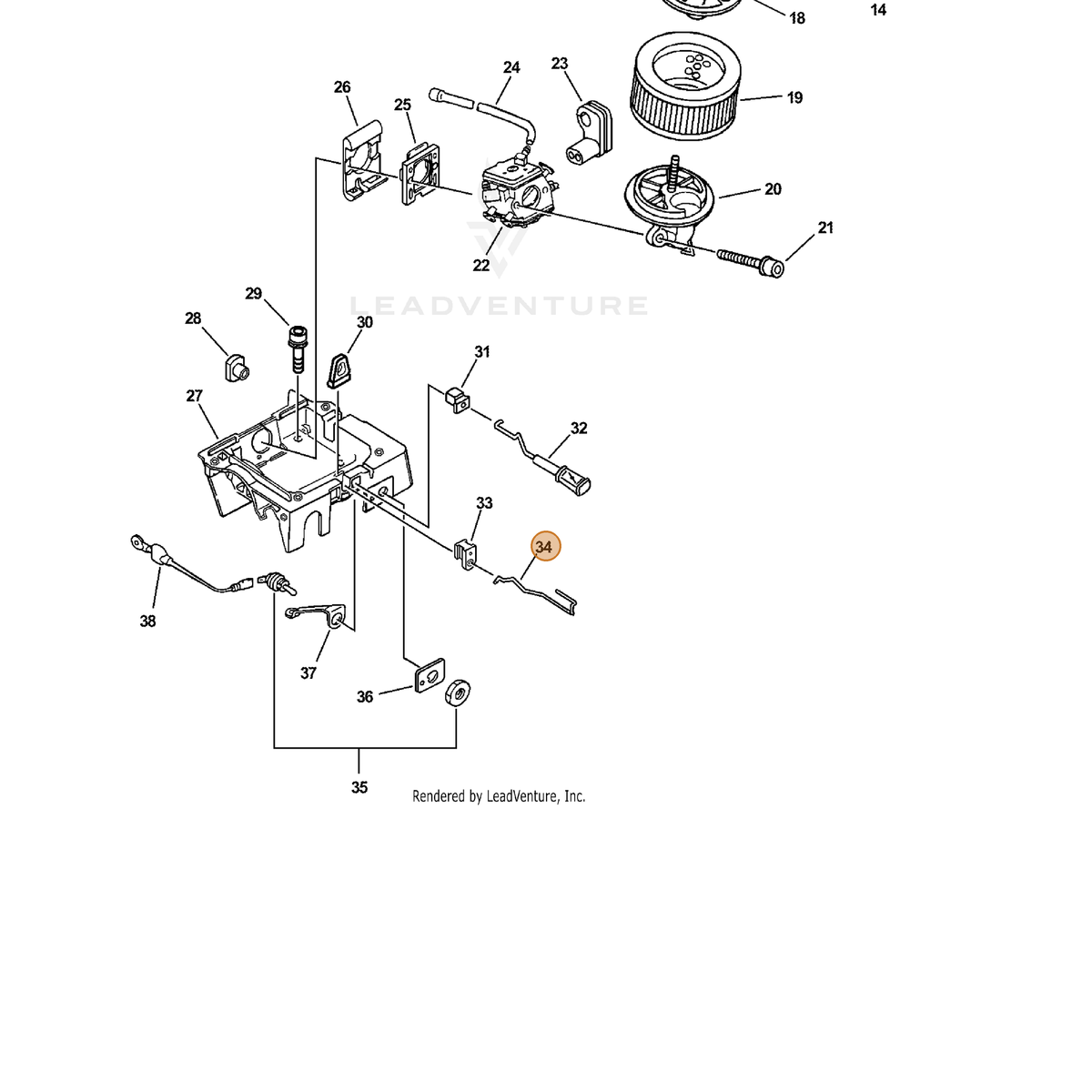 ECHO part C454000181 — IPL diagram snippet (6x zoom, amber highlight)