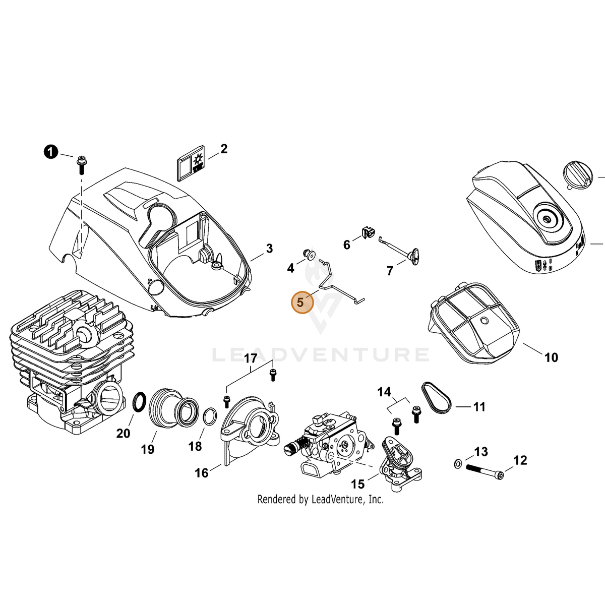 ECHO part C454000280 — IPL diagram snippet (6x zoom, amber highlight)