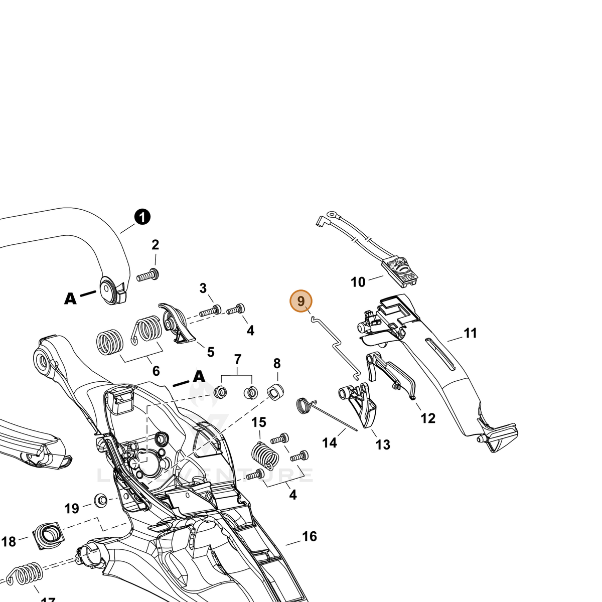 ECHO part C454000590 — IPL diagram snippet (6x zoom, amber highlight)