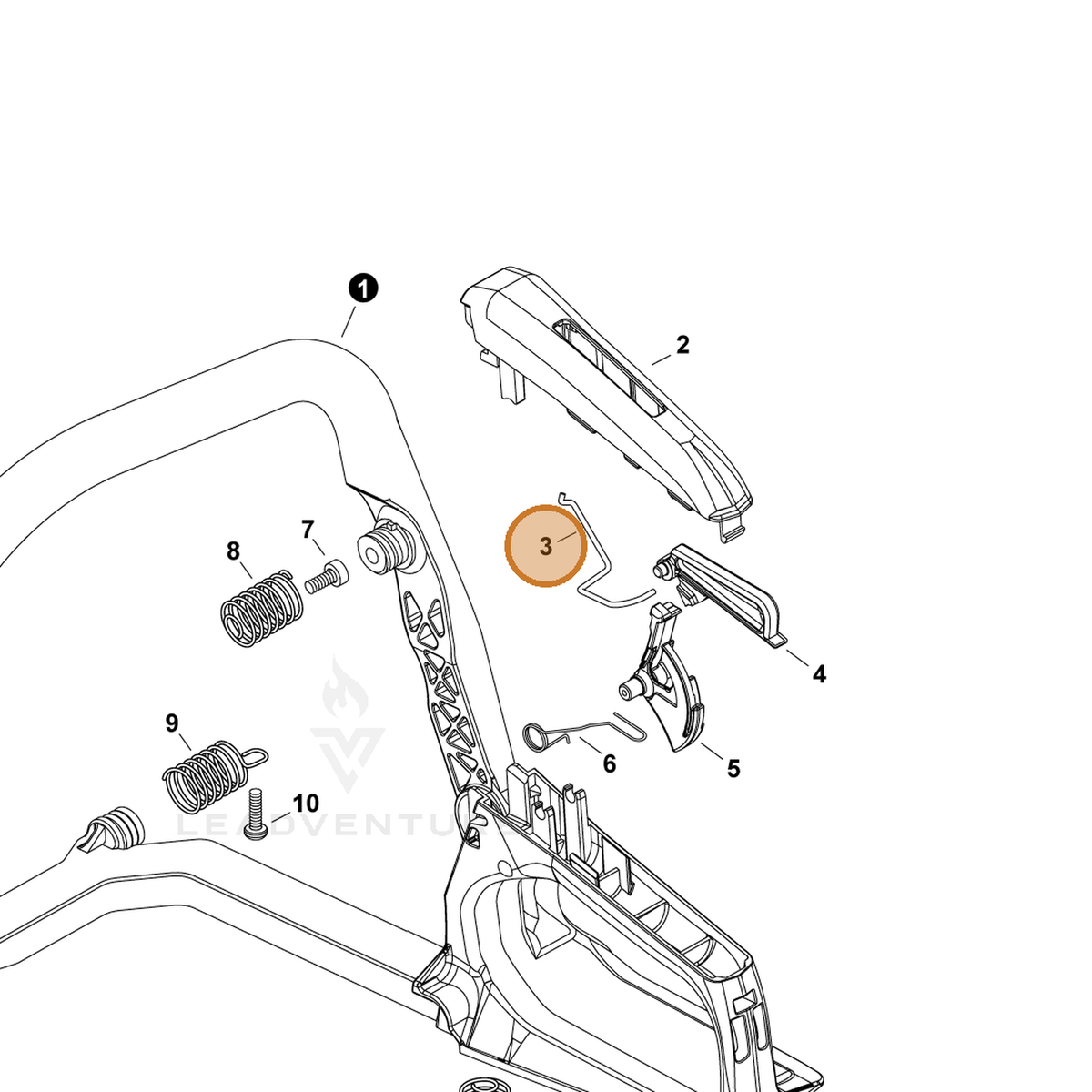 ECHO part C454000610 — IPL diagram snippet (6x zoom, amber highlight)