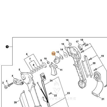 ECHO part C457000010 — IPL diagram snippet (6x zoom, amber highlight)