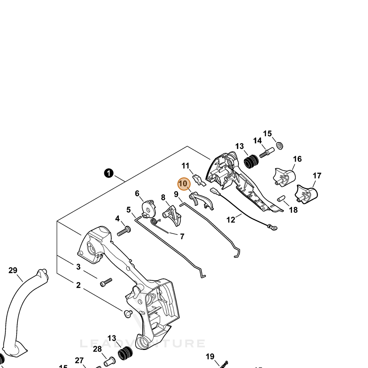 ECHO part C460000002 — IPL diagram snippet (6x zoom, amber highlight)