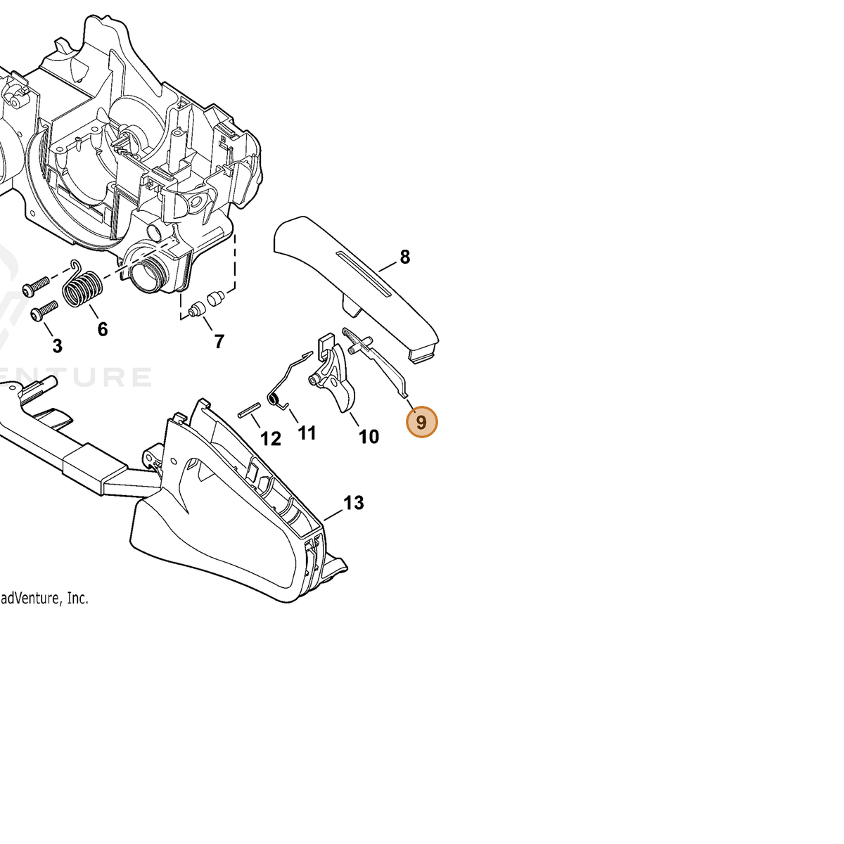 ECHO part C460000072 — IPL diagram snippet (6x zoom, amber highlight)