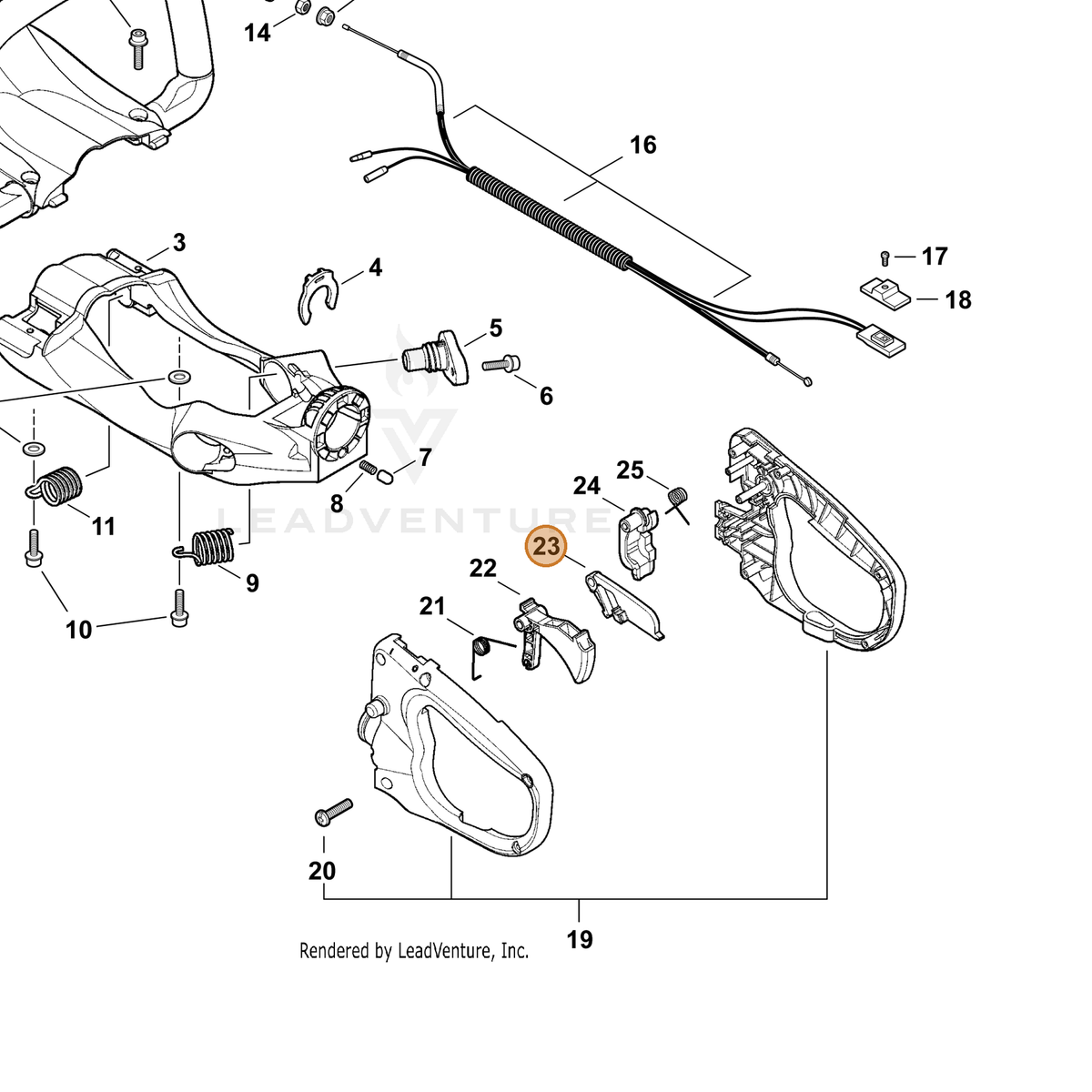 ECHO part C460000090 — IPL diagram snippet (6x zoom, amber highlight)
