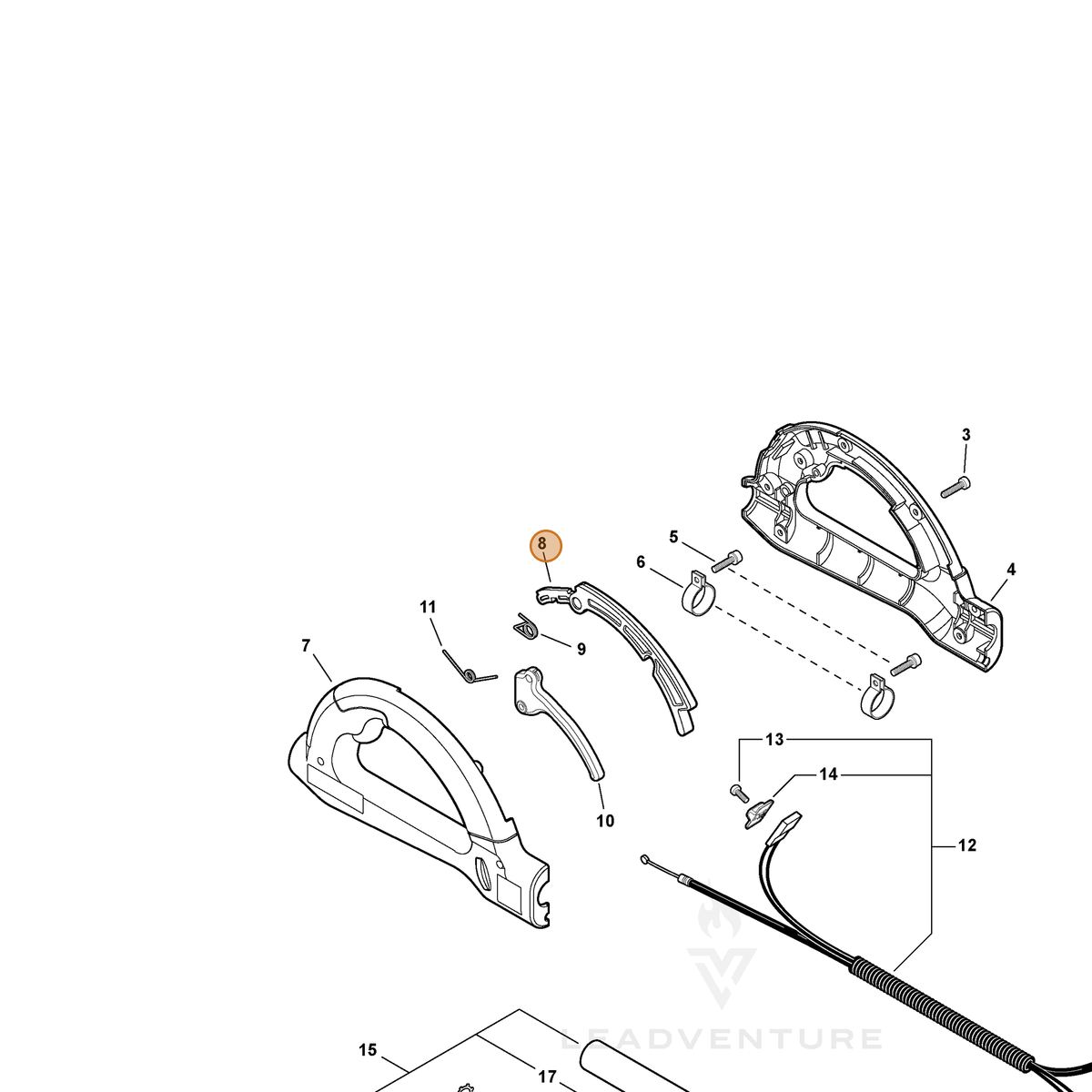 ECHO part C460000100 — IPL diagram snippet (6x zoom, amber highlight)