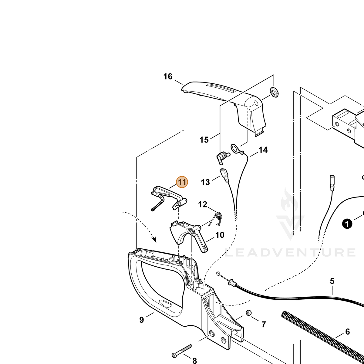 ECHO part C460000120 — IPL diagram snippet (6x zoom, amber highlight)