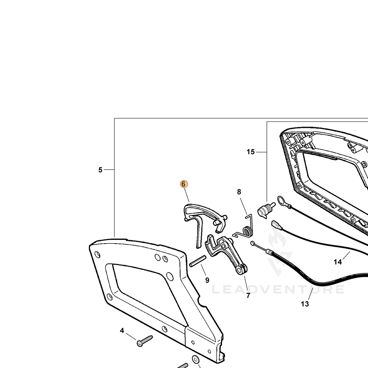 ECHO part C460000130 — IPL diagram snippet (6x zoom, amber highlight)