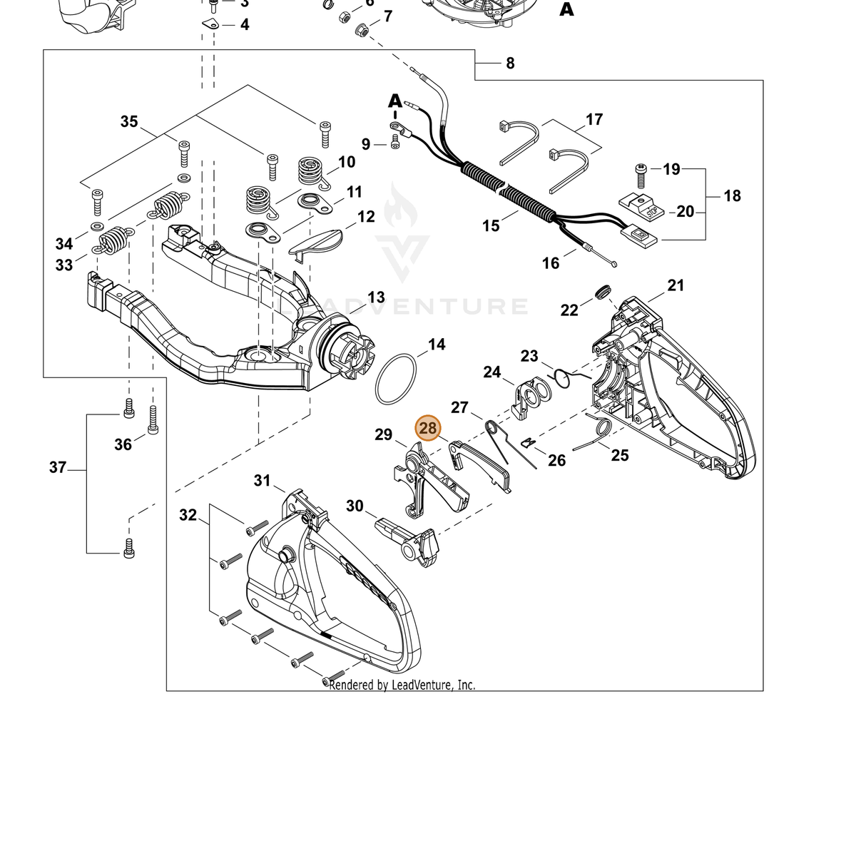 ECHO part C460000350 — IPL diagram snippet (6x zoom, amber highlight)
