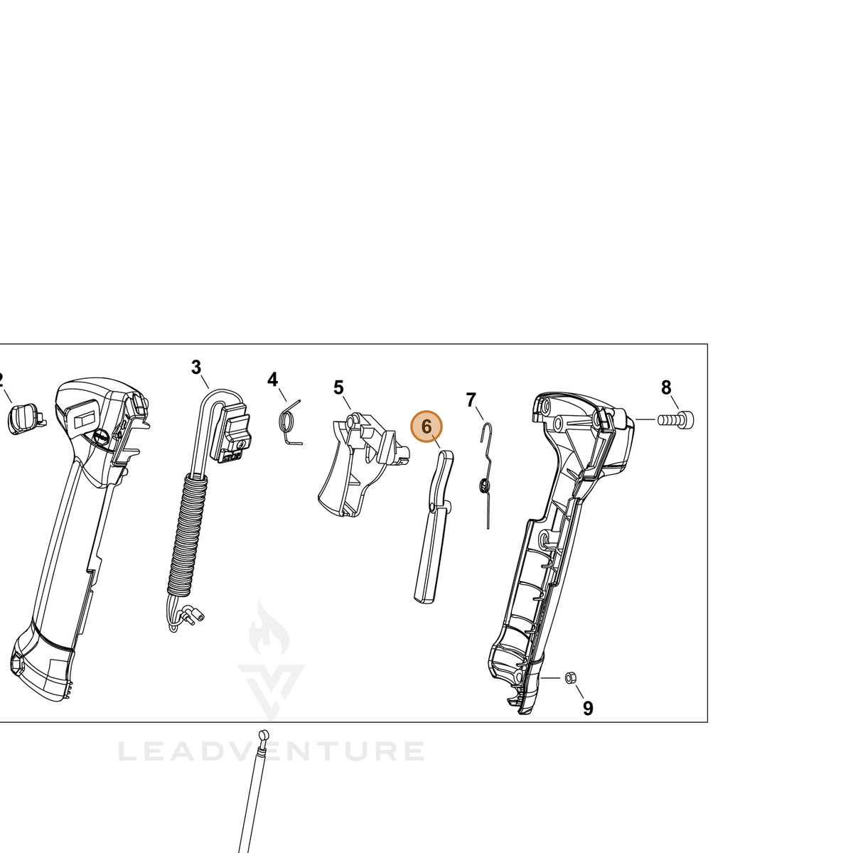ECHO part C460000490 — IPL diagram snippet (6x zoom, amber highlight)