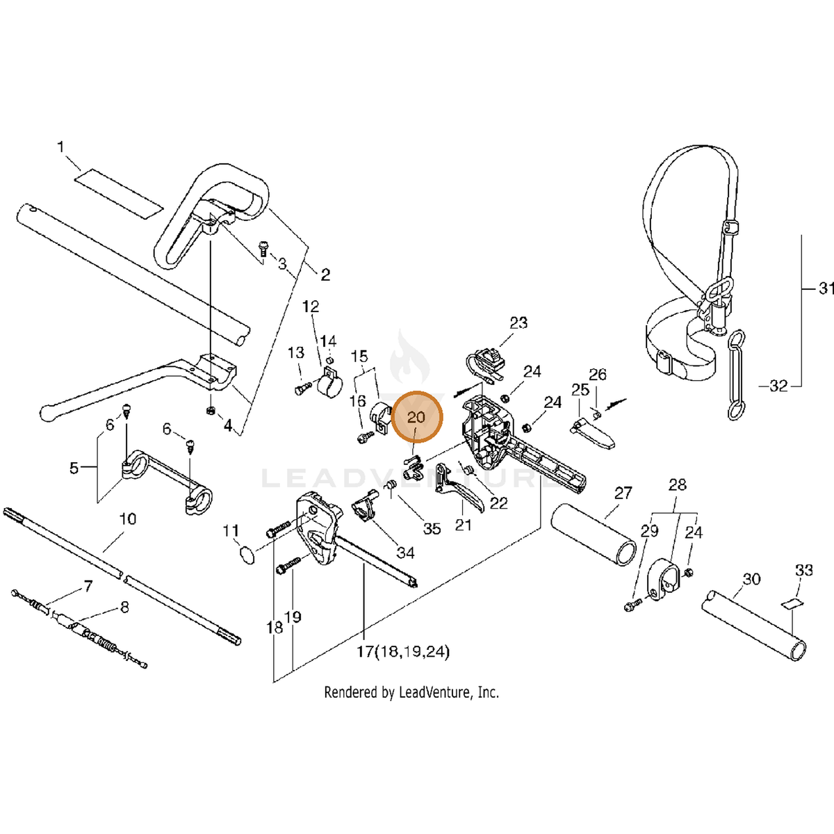 ECHO part C461000000 — IPL diagram snippet (6x zoom, amber highlight)