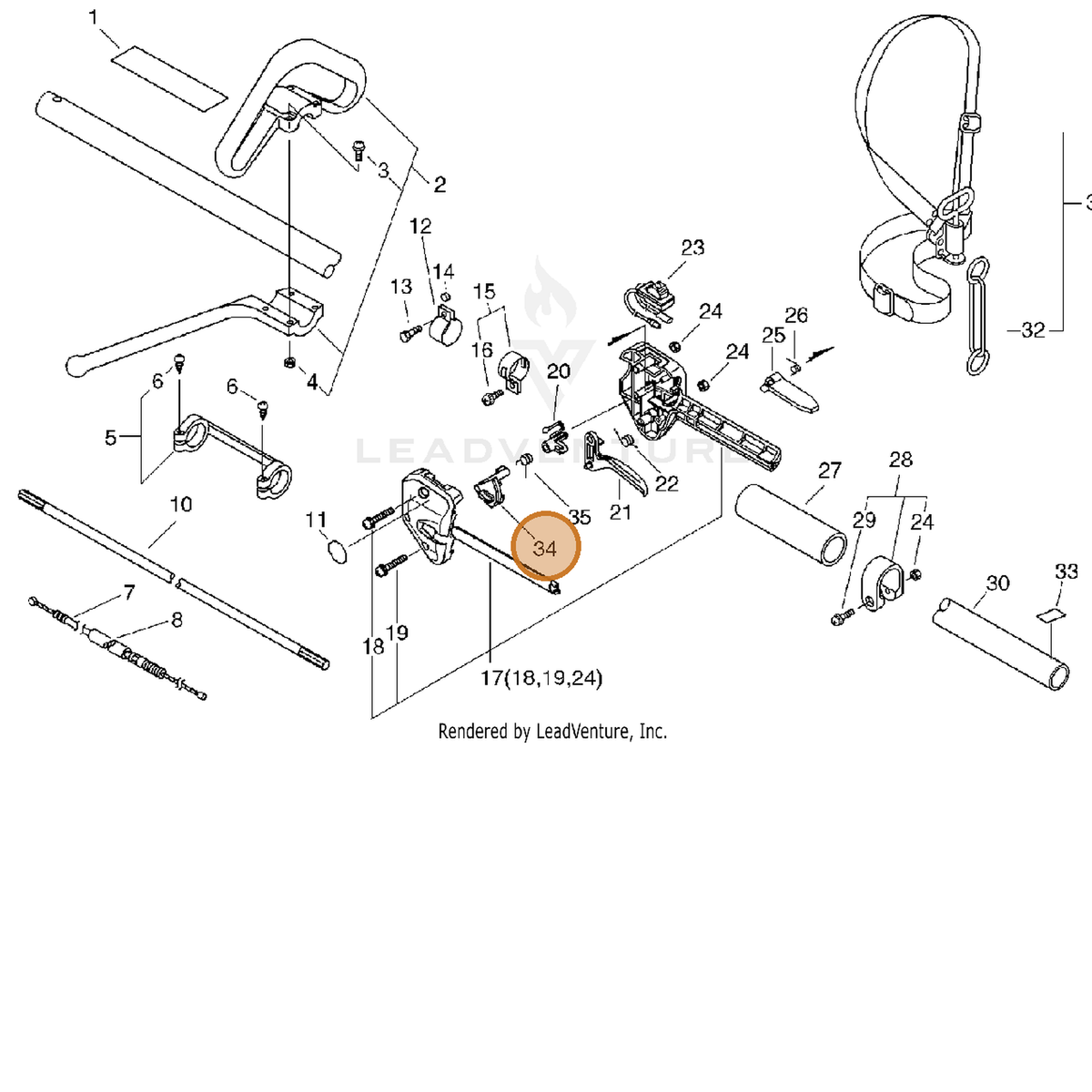 ECHO part C461000010 — IPL diagram snippet (6x zoom, amber highlight)