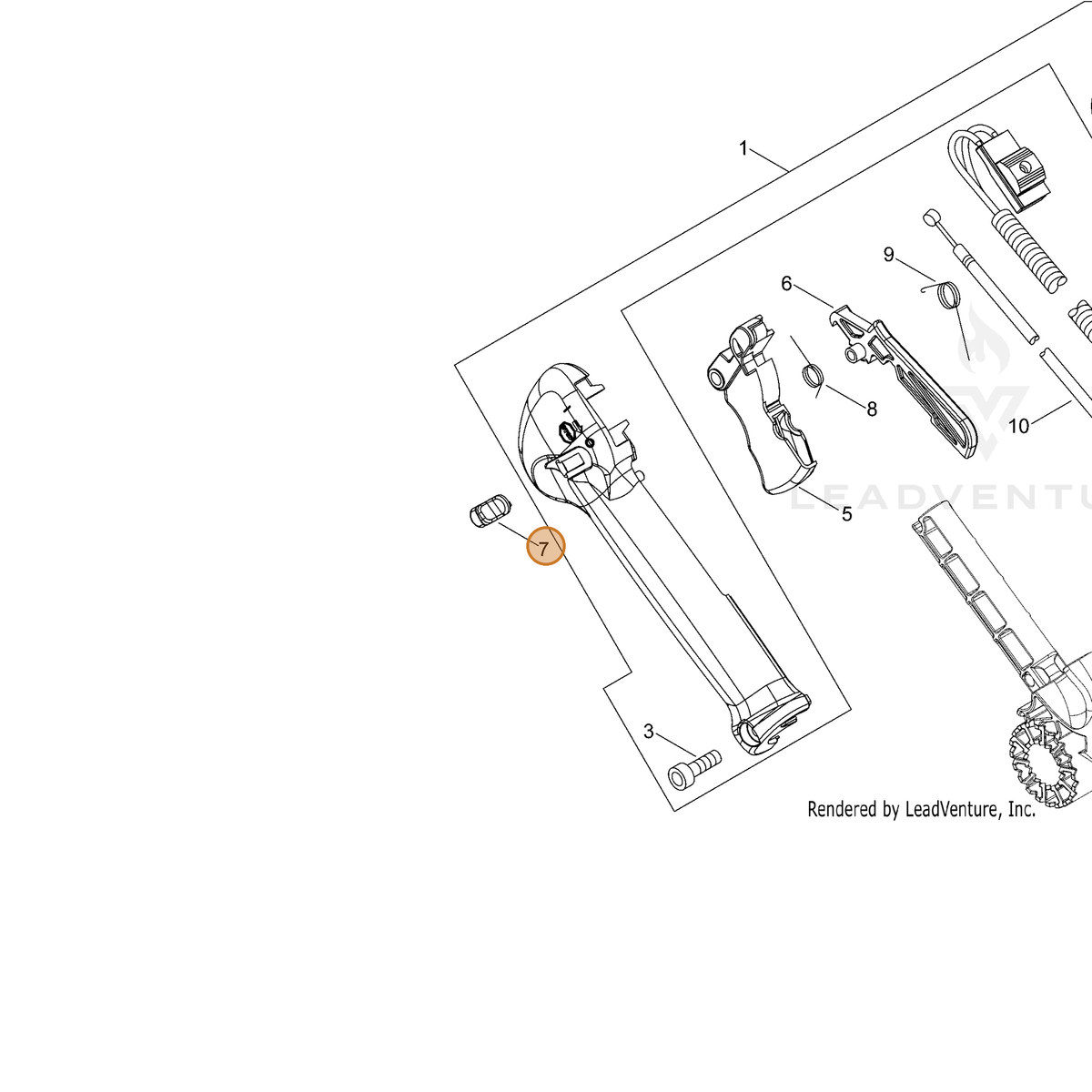ECHO part C463000020 — IPL diagram snippet (6x zoom, amber highlight)