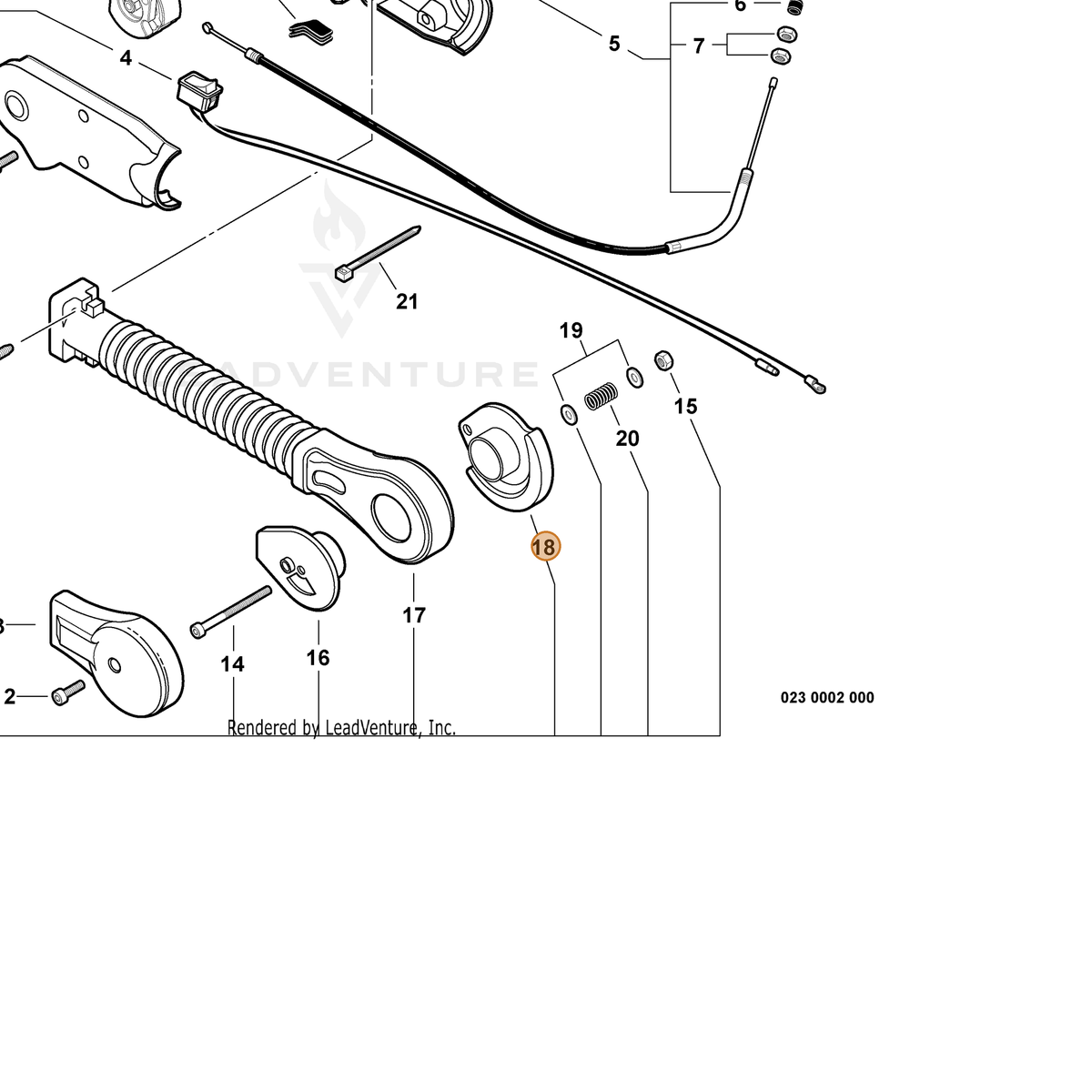ECHO part C472000020 — IPL diagram snippet (6x zoom, amber highlight)