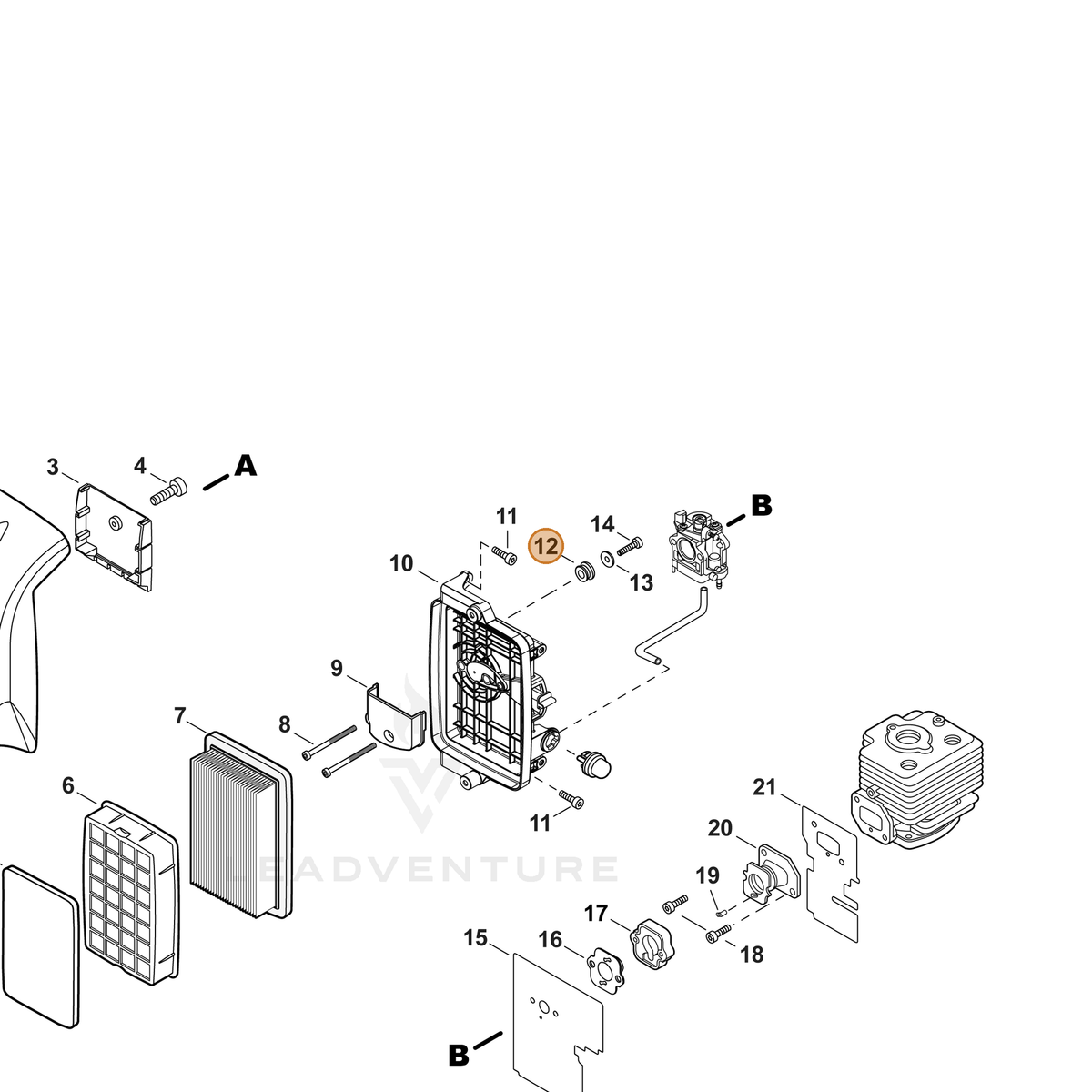 ECHO part C480000130 — IPL diagram snippet (6x zoom, amber highlight)