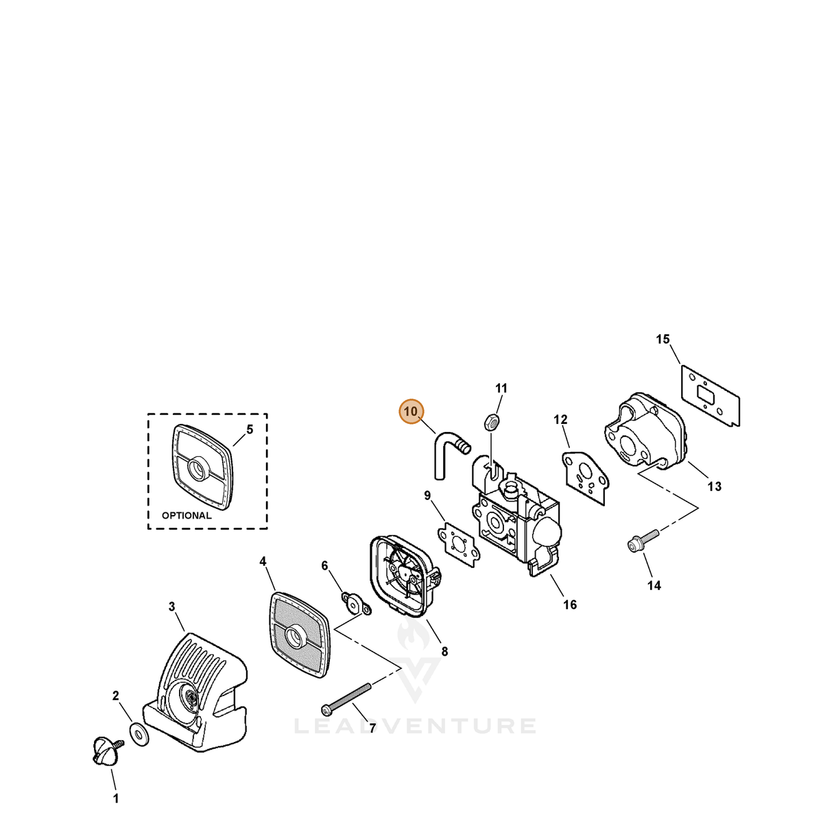 ECHO part C482000040 — IPL diagram snippet (6x zoom, amber highlight)