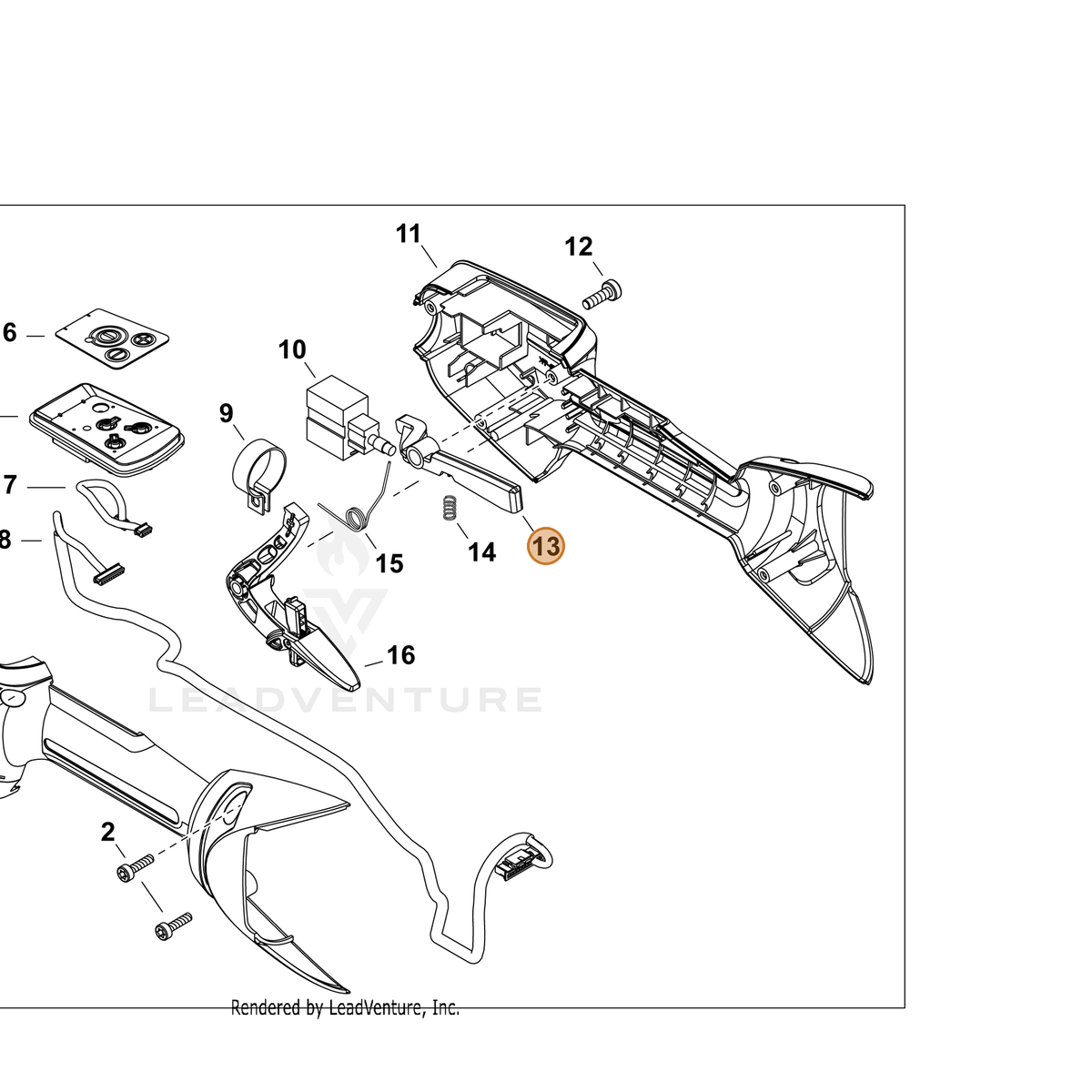 ECHO part C490000020 — IPL diagram snippet (6x zoom, amber highlight)