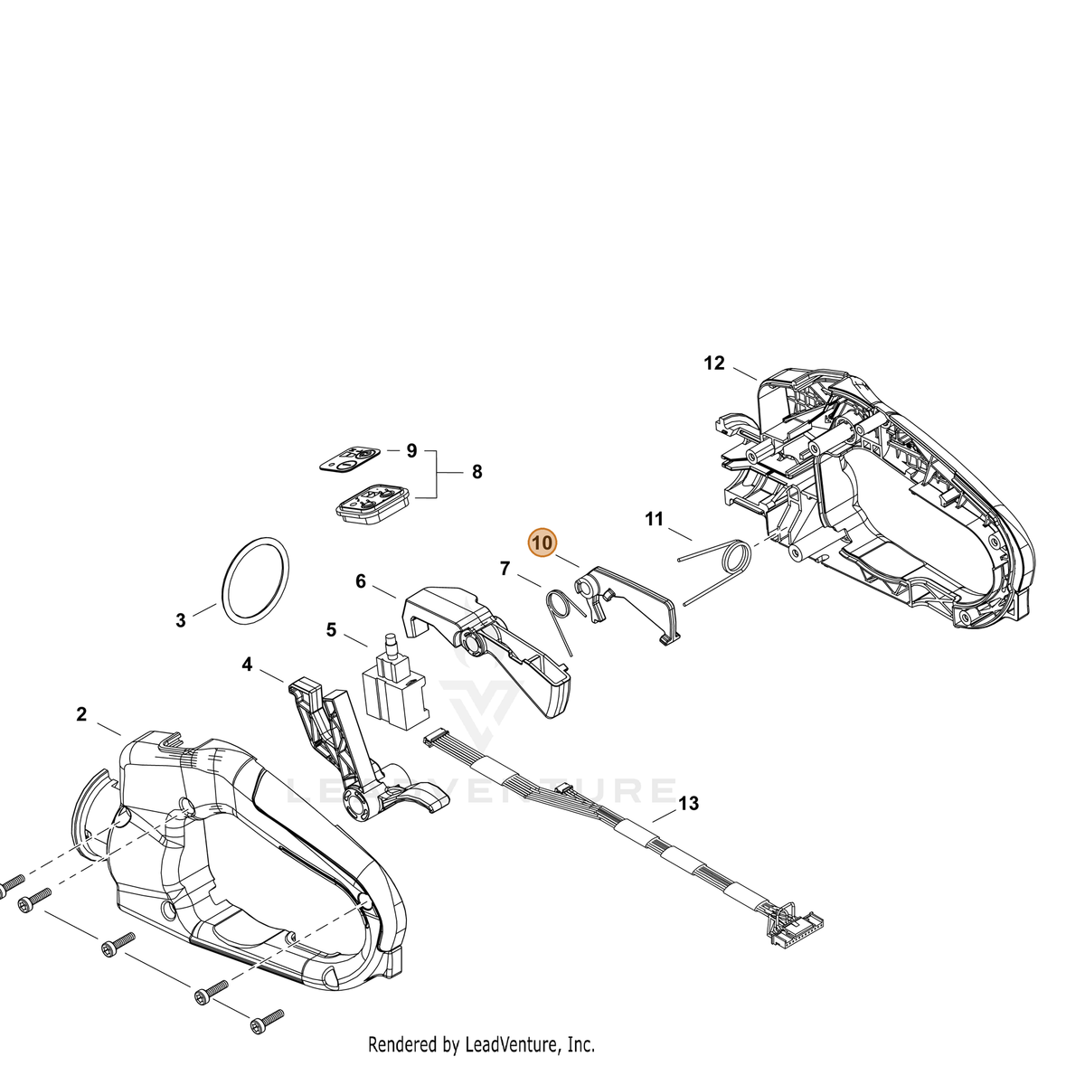 ECHO part C490000070 — IPL diagram snippet (6x zoom, amber highlight)