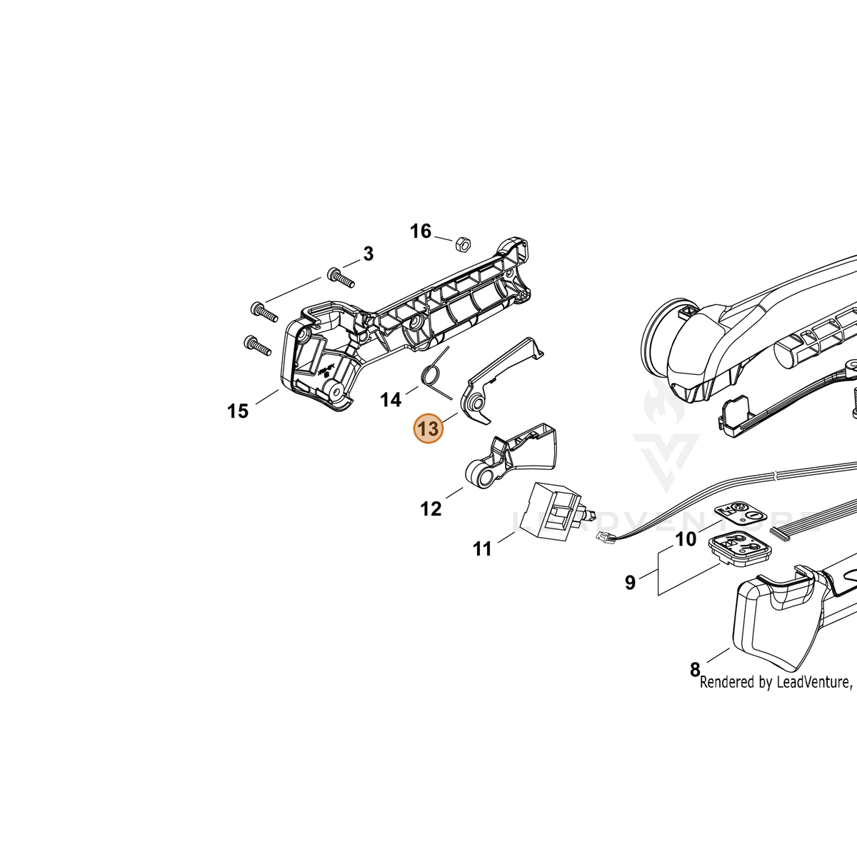 ECHO part C490000090 — IPL diagram snippet (6x zoom, amber highlight)