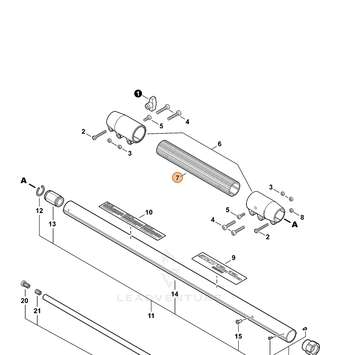ECHO part C500000870 — IPL diagram snippet (6x zoom, amber highlight)