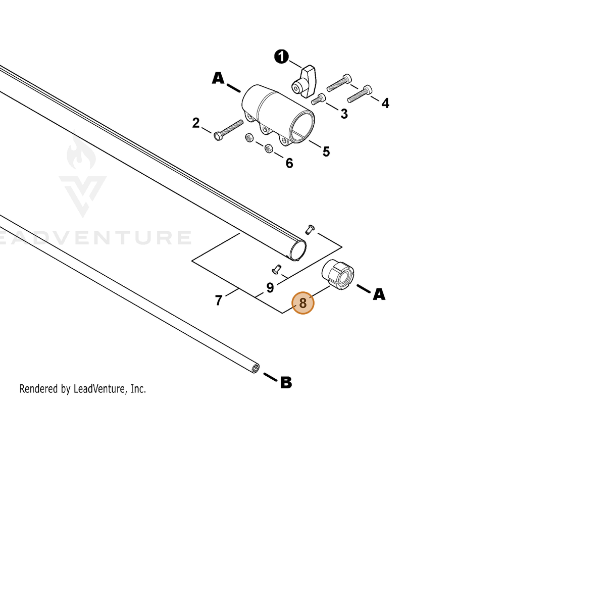 ECHO part C503000080 — IPL diagram snippet (6x zoom, amber highlight)