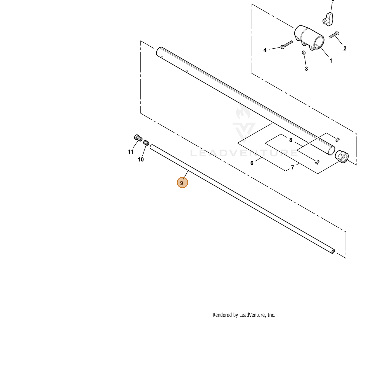 ECHO part C504000380 — IPL diagram snippet (6x zoom, amber highlight)