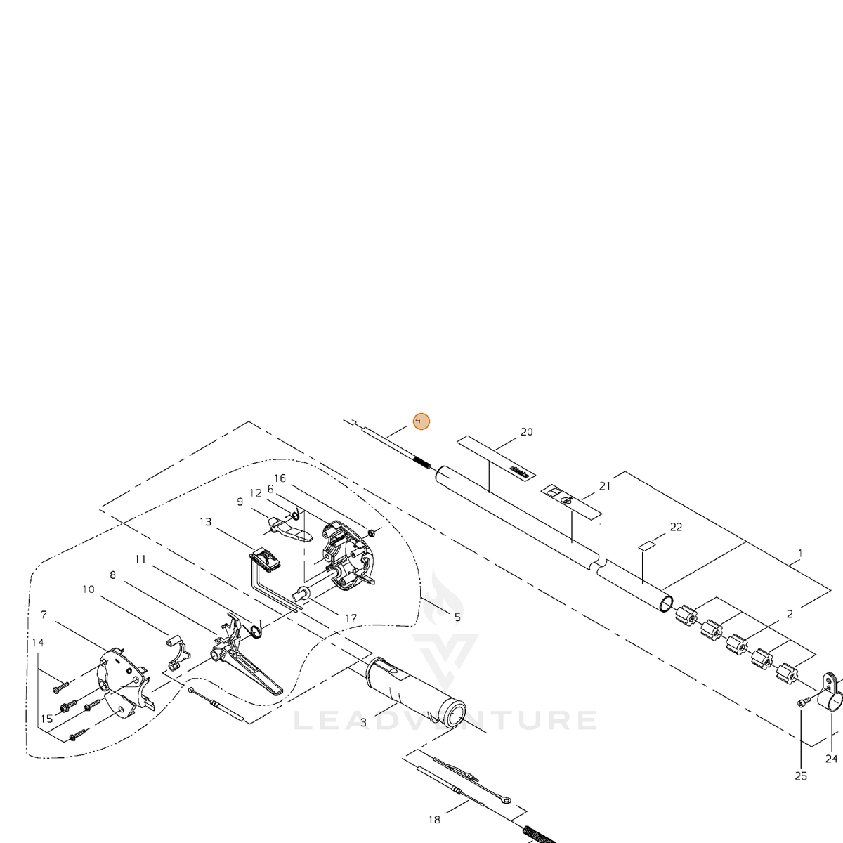 ECHO part C504000500 — IPL diagram snippet (6x zoom, amber highlight)