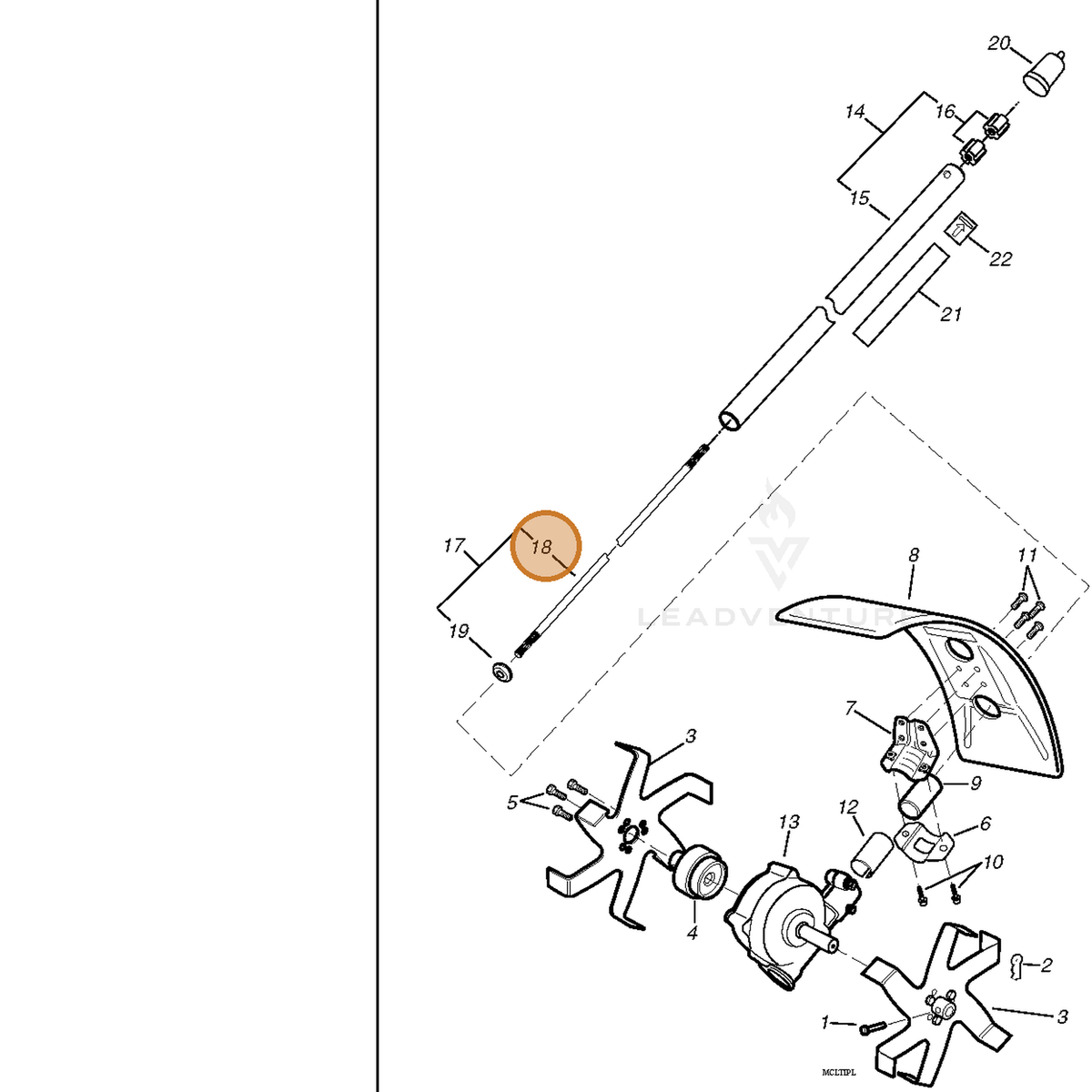 ECHO part C504000880 — IPL diagram snippet (6x zoom, amber highlight)