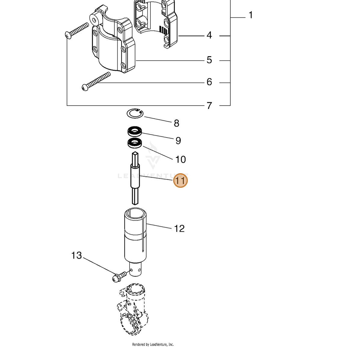ECHO part C505000230 — IPL diagram snippet (6x zoom, amber highlight)
