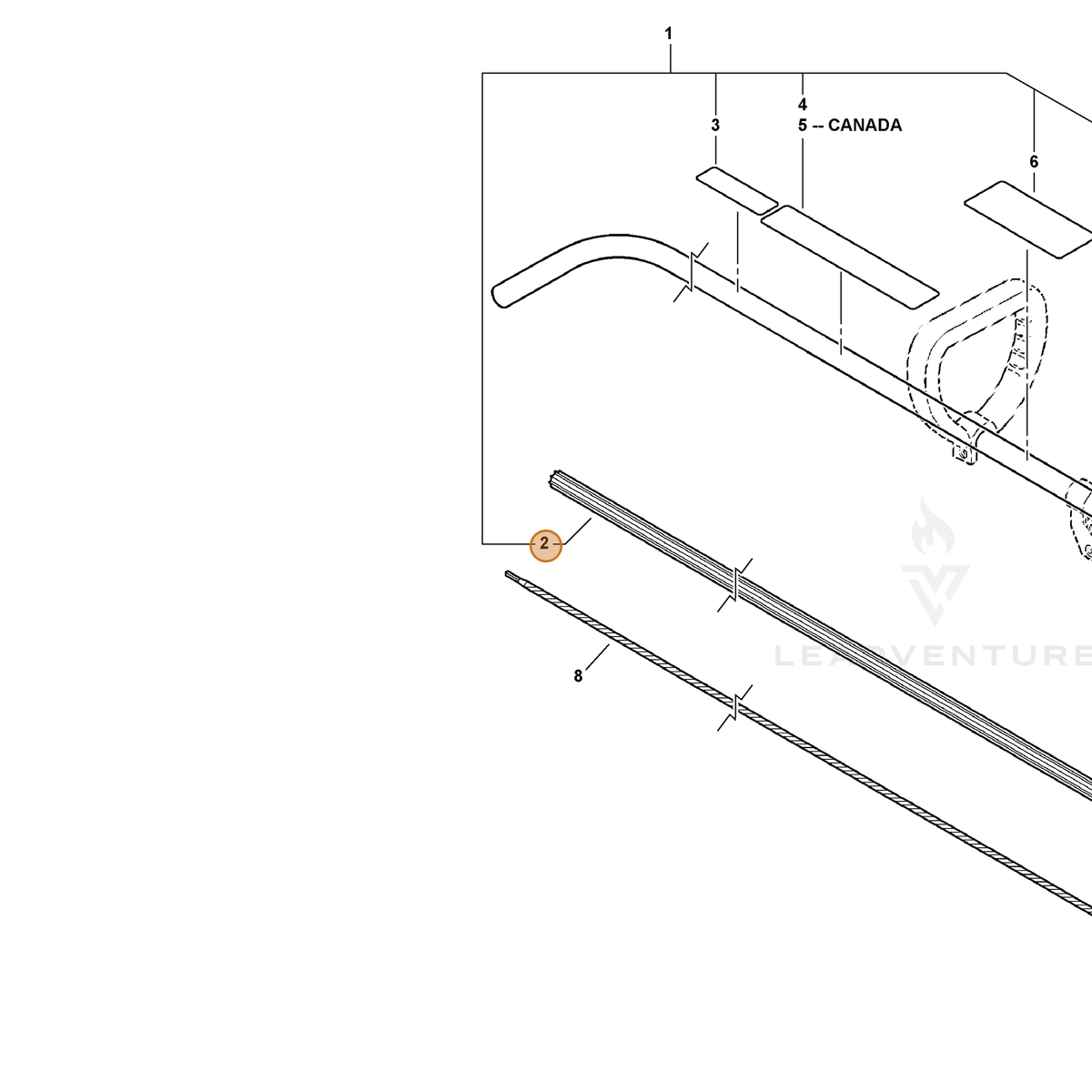 ECHO part C507000250 — IPL diagram snippet (6x zoom, amber highlight)