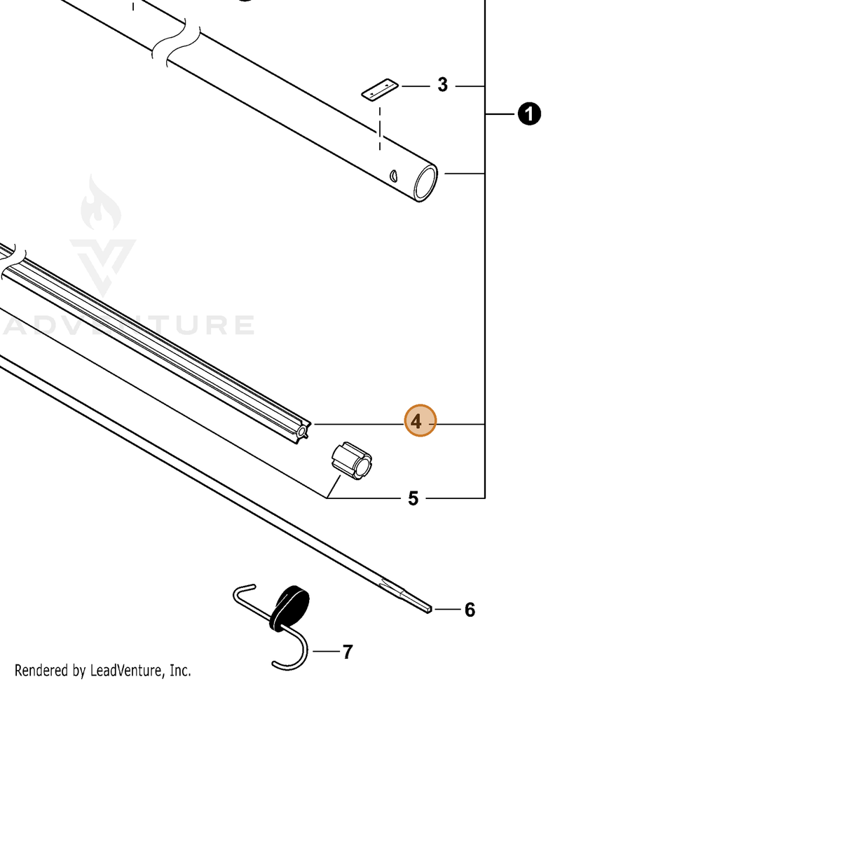 ECHO part C507000320 — IPL diagram snippet (6x zoom, amber highlight)