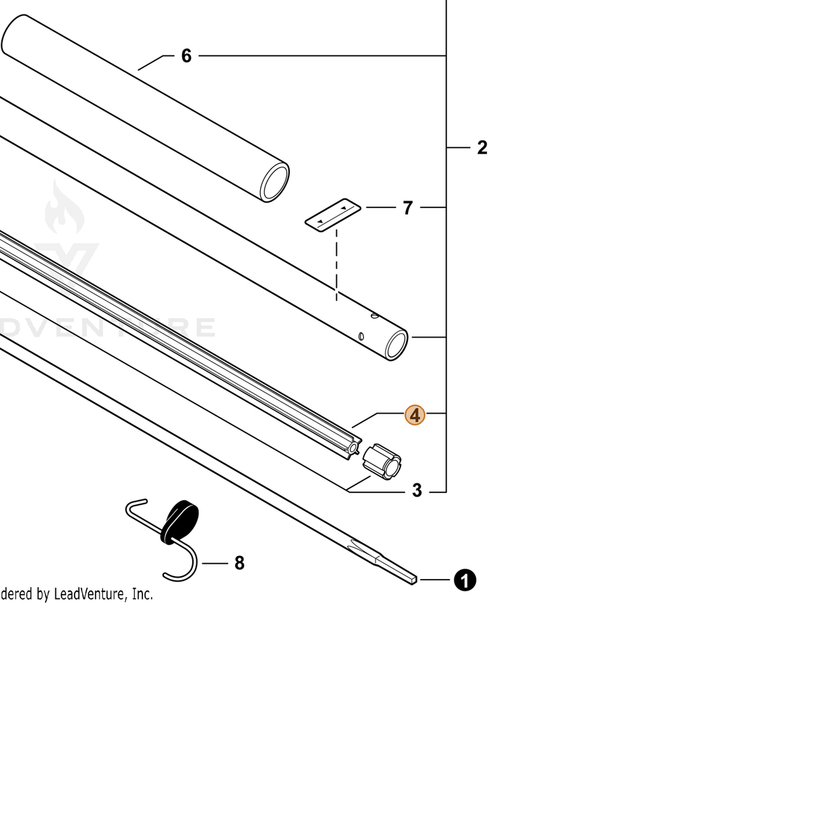 Echo part C507000540 — IPL diagram snippet (6x zoom, amber highlight)