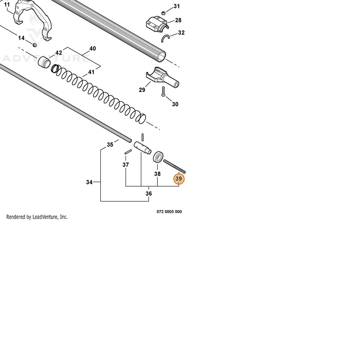 ECHO part C517000040 — IPL diagram snippet (6x zoom, amber highlight)