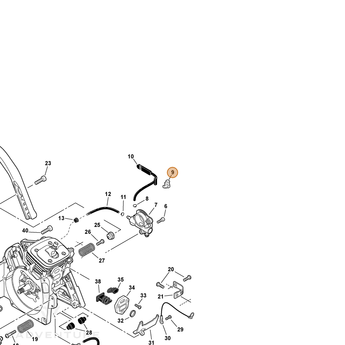 ECHO part C518000150 — IPL diagram snippet (6x zoom, amber highlight)