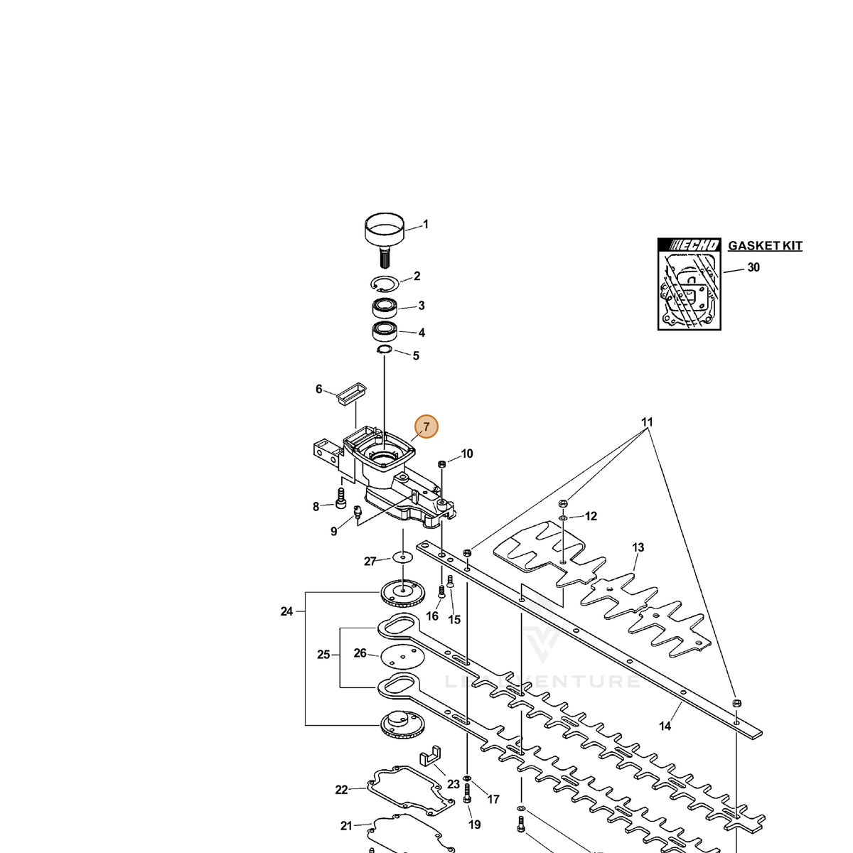 ECHO part C531000053 — IPL diagram snippet (6x zoom, amber highlight)