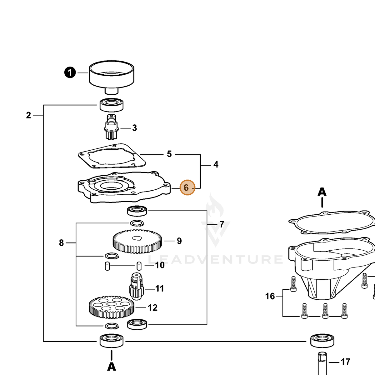 ECHO part C531000930 — IPL diagram snippet (6x zoom, amber highlight)