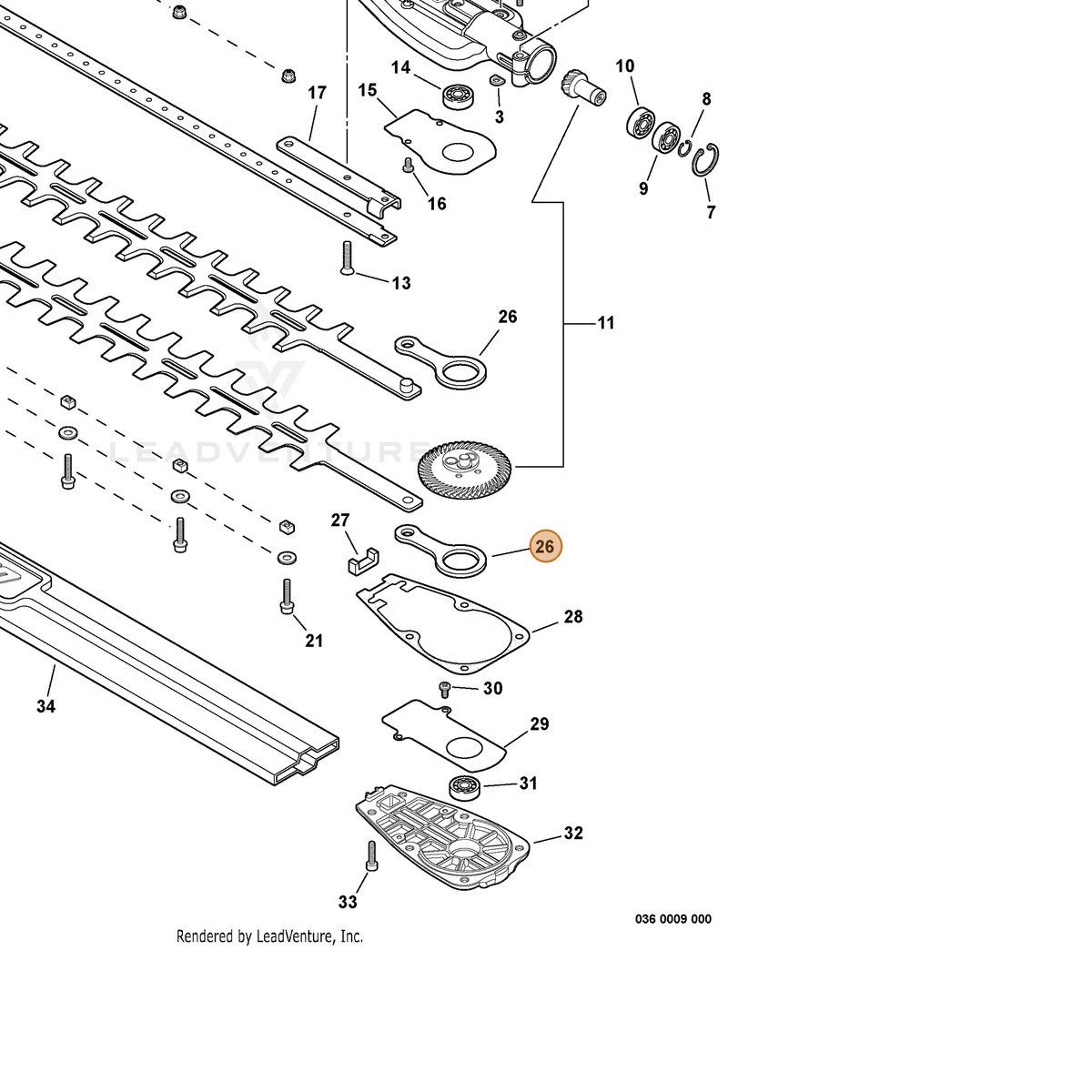 ECHO part C532000181 — IPL diagram snippet (6x zoom, amber highlight)