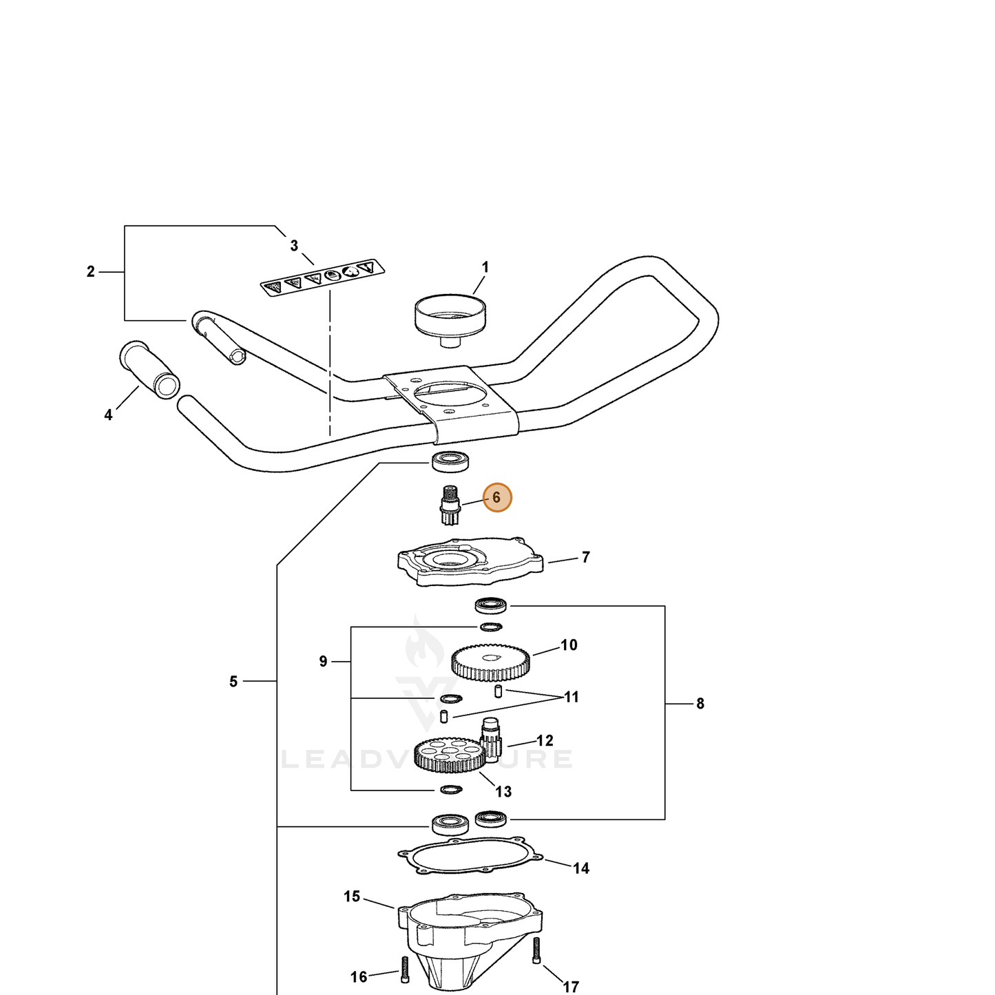ECHO part C534000143 — IPL diagram snippet (6x zoom, amber highlight)