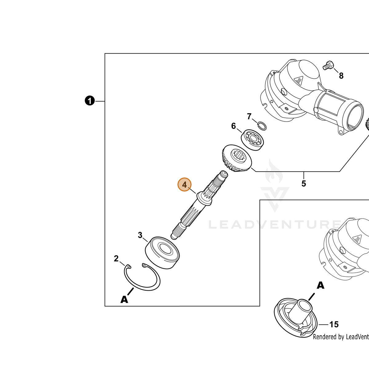 ECHO part C534000220 — IPL diagram snippet (6x zoom, amber highlight)
