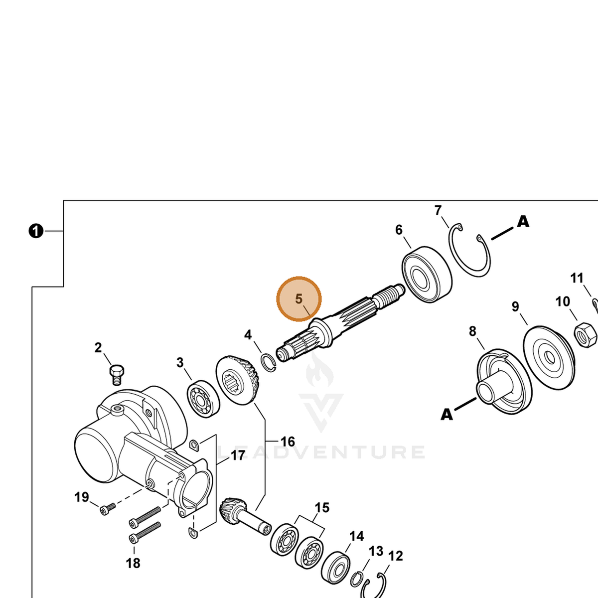 ECHO part C534001050 — IPL diagram snippet (6x zoom, amber highlight)