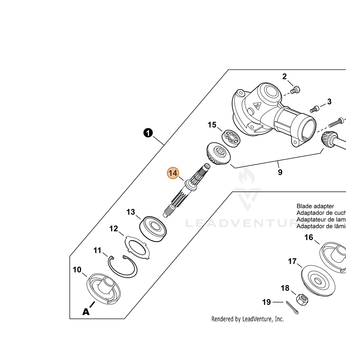 ECHO part C534001090 — IPL diagram snippet (6x zoom, amber highlight)