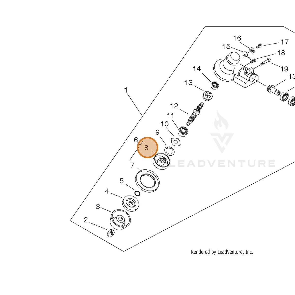 ECHO part C535000011 — IPL diagram snippet (6x zoom, amber highlight)