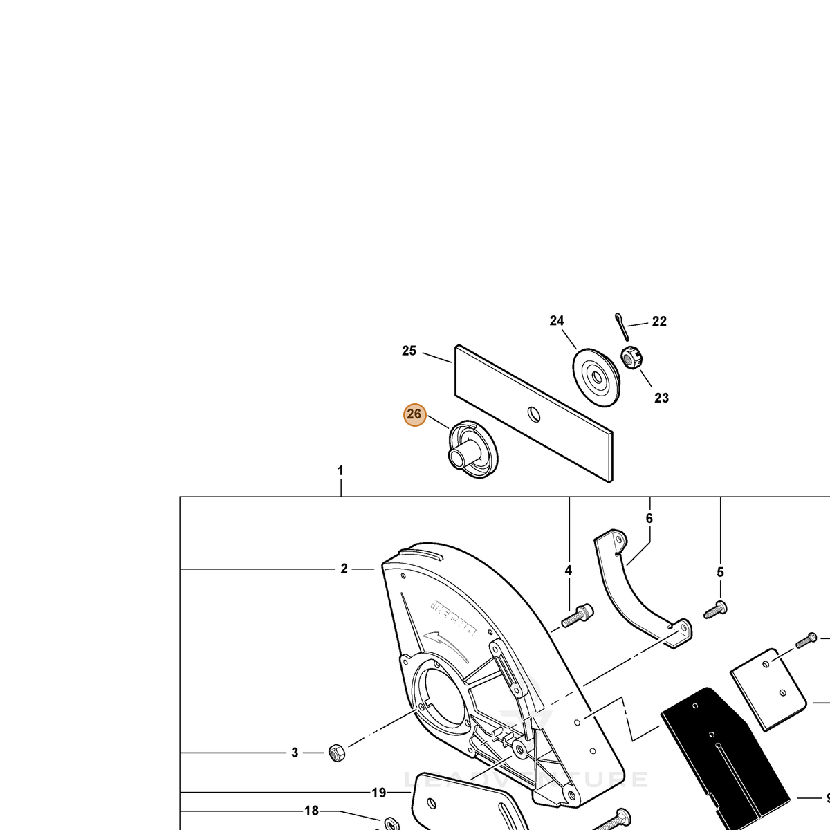 ECHO part C535000100 — IPL diagram snippet (6x zoom, amber highlight)
