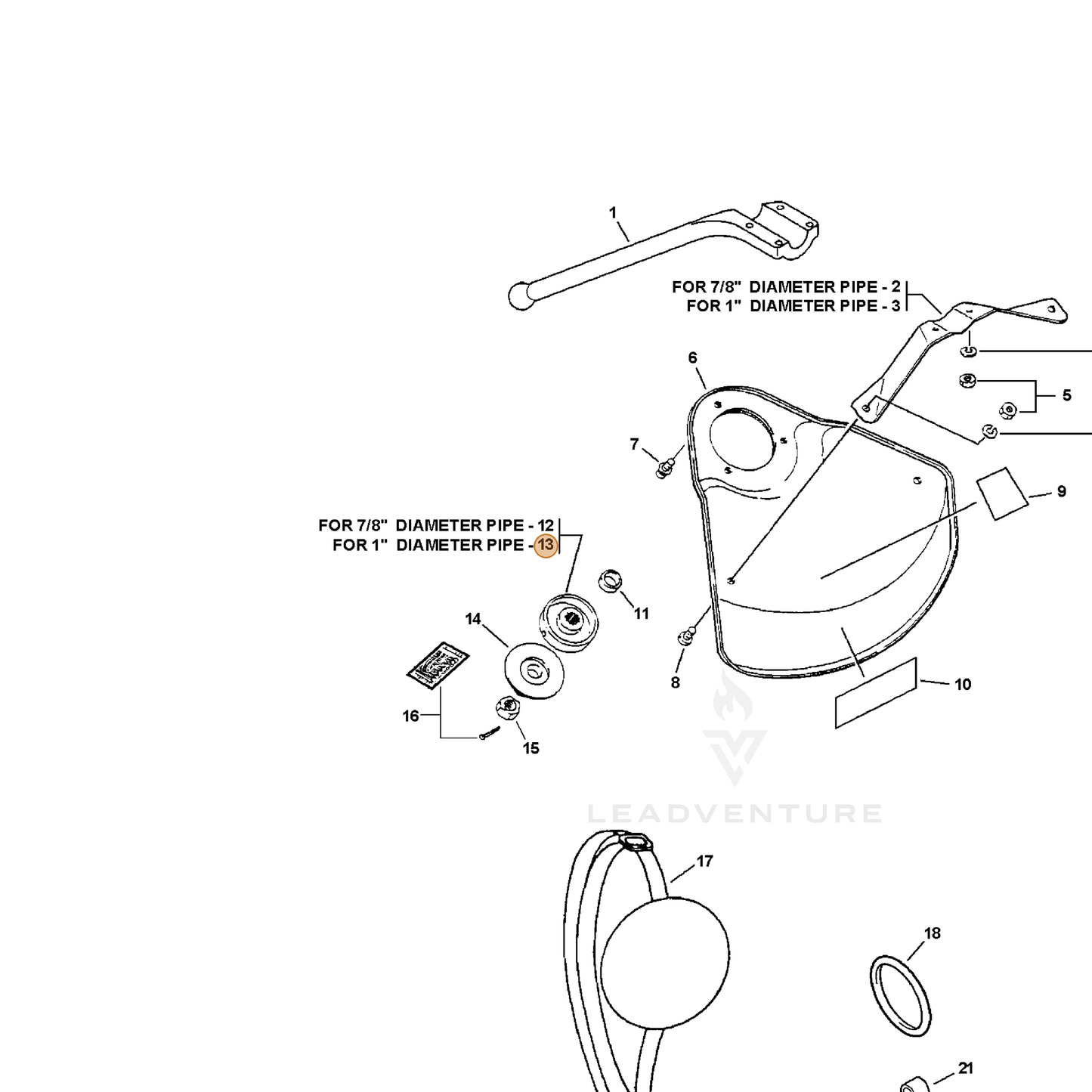 ECHO part C535000140 — IPL diagram snippet (6x zoom, amber highlight)