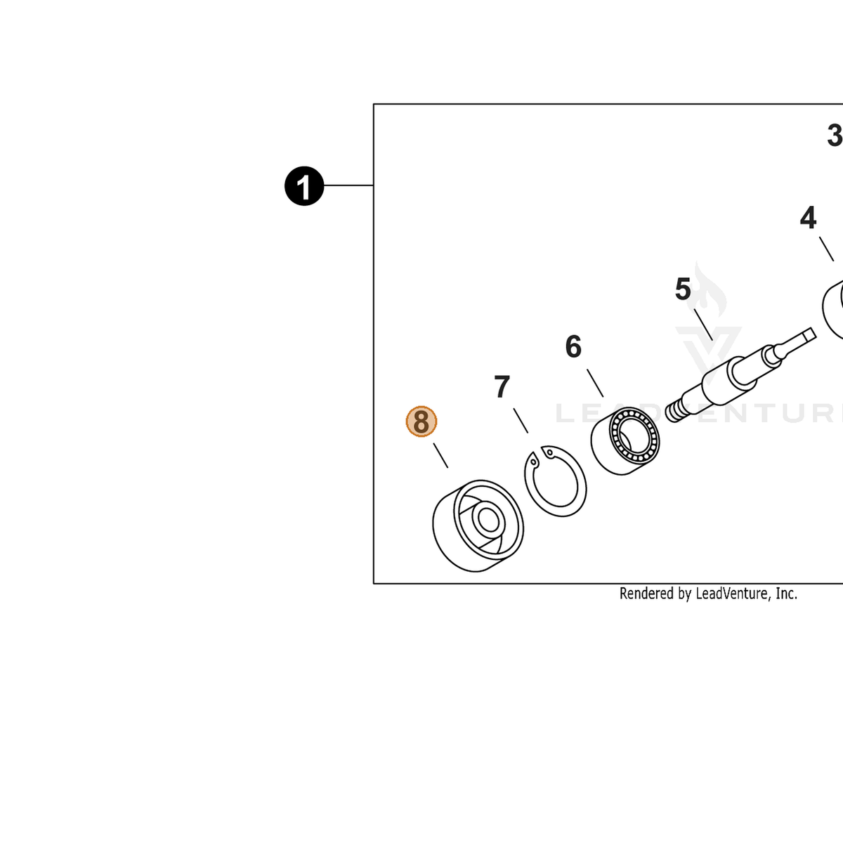 ECHO part C535000340 — IPL diagram snippet (6x zoom, amber highlight)