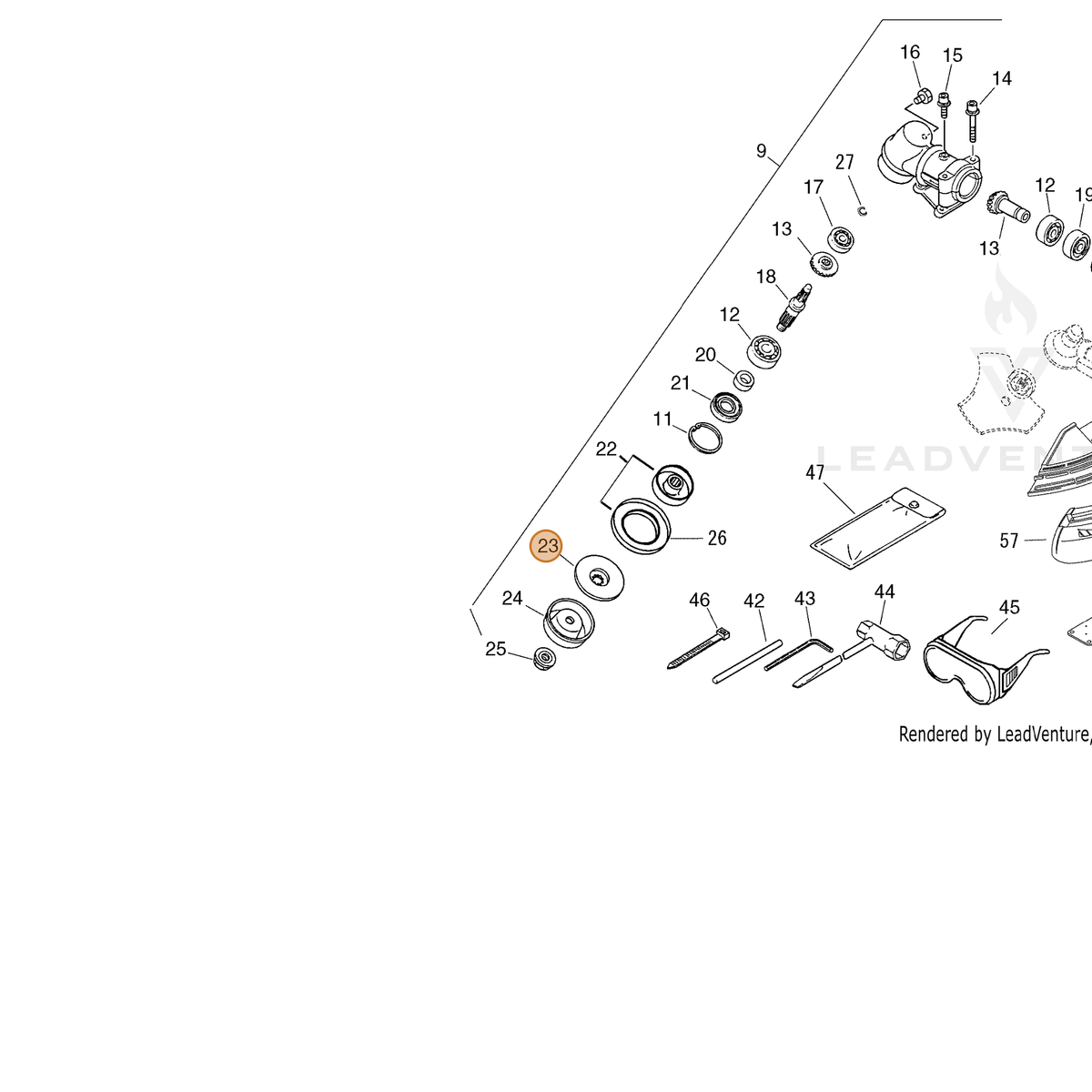 ECHO part C535000460 — IPL diagram snippet (6x zoom, amber highlight)