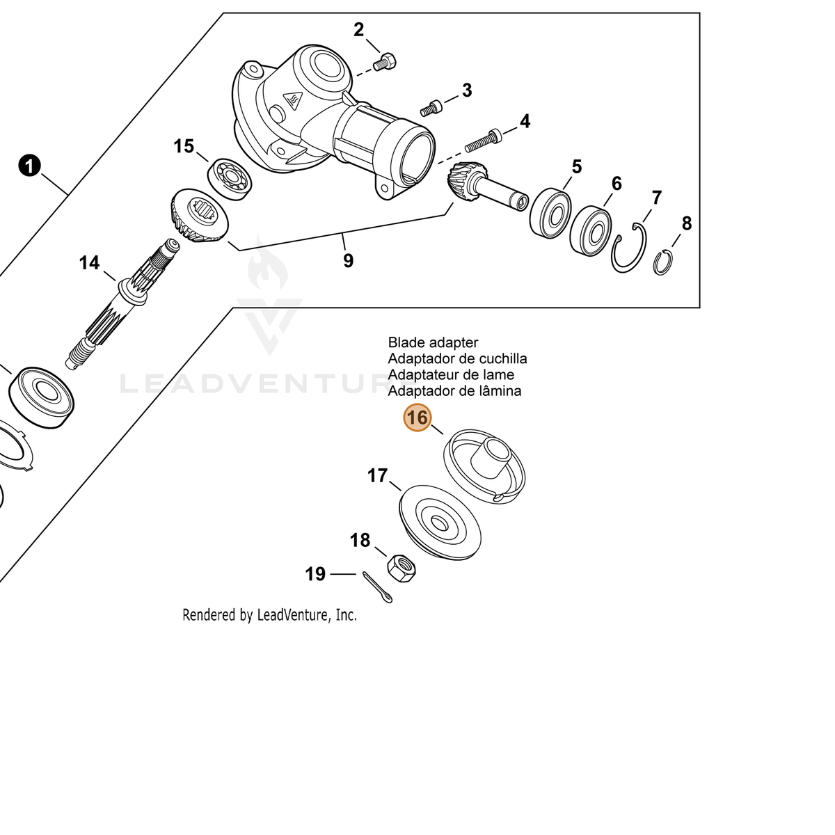 ECHO part C535001240 — IPL diagram snippet (6x zoom, amber highlight)