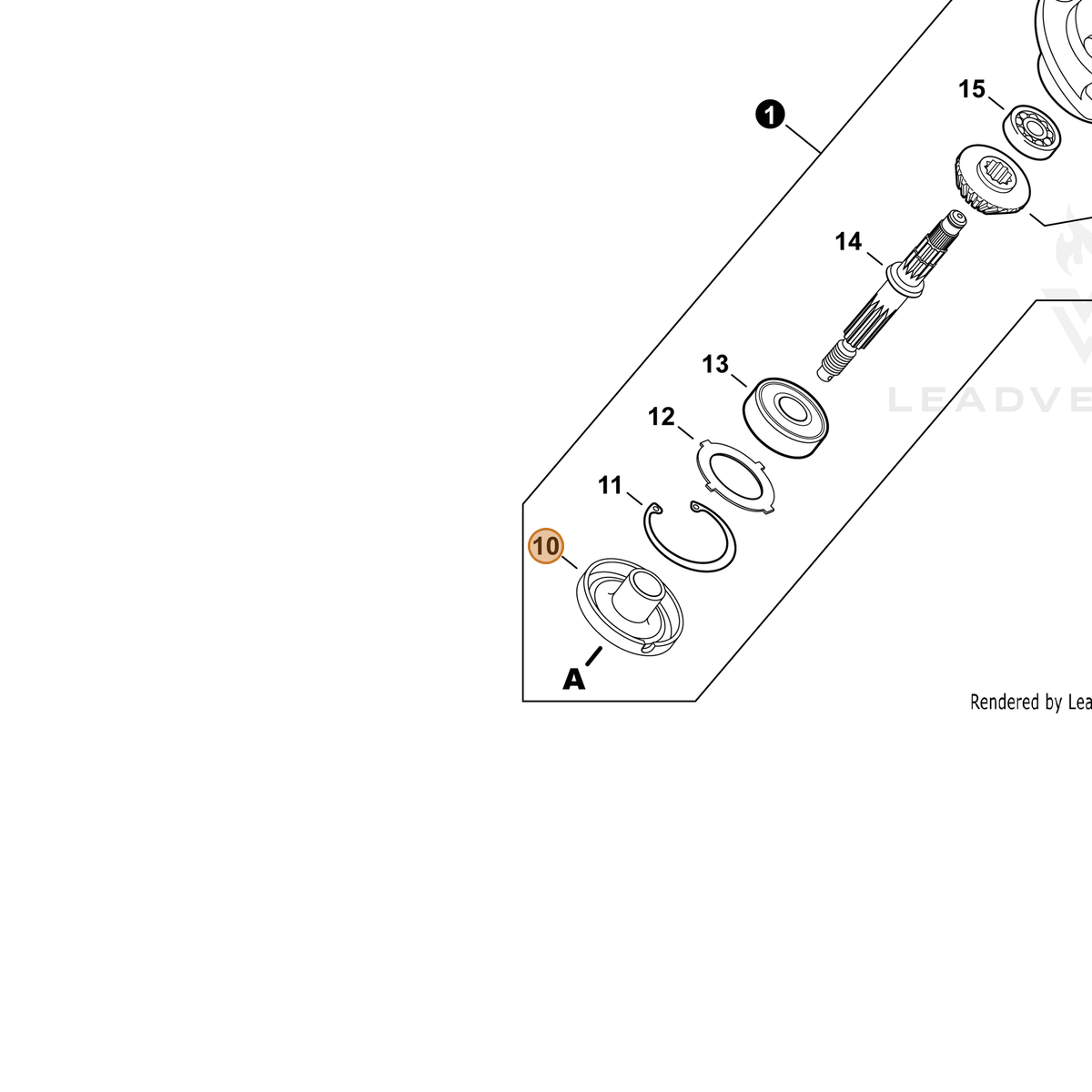 ECHO part C535001370 — IPL diagram snippet (6x zoom, amber highlight)